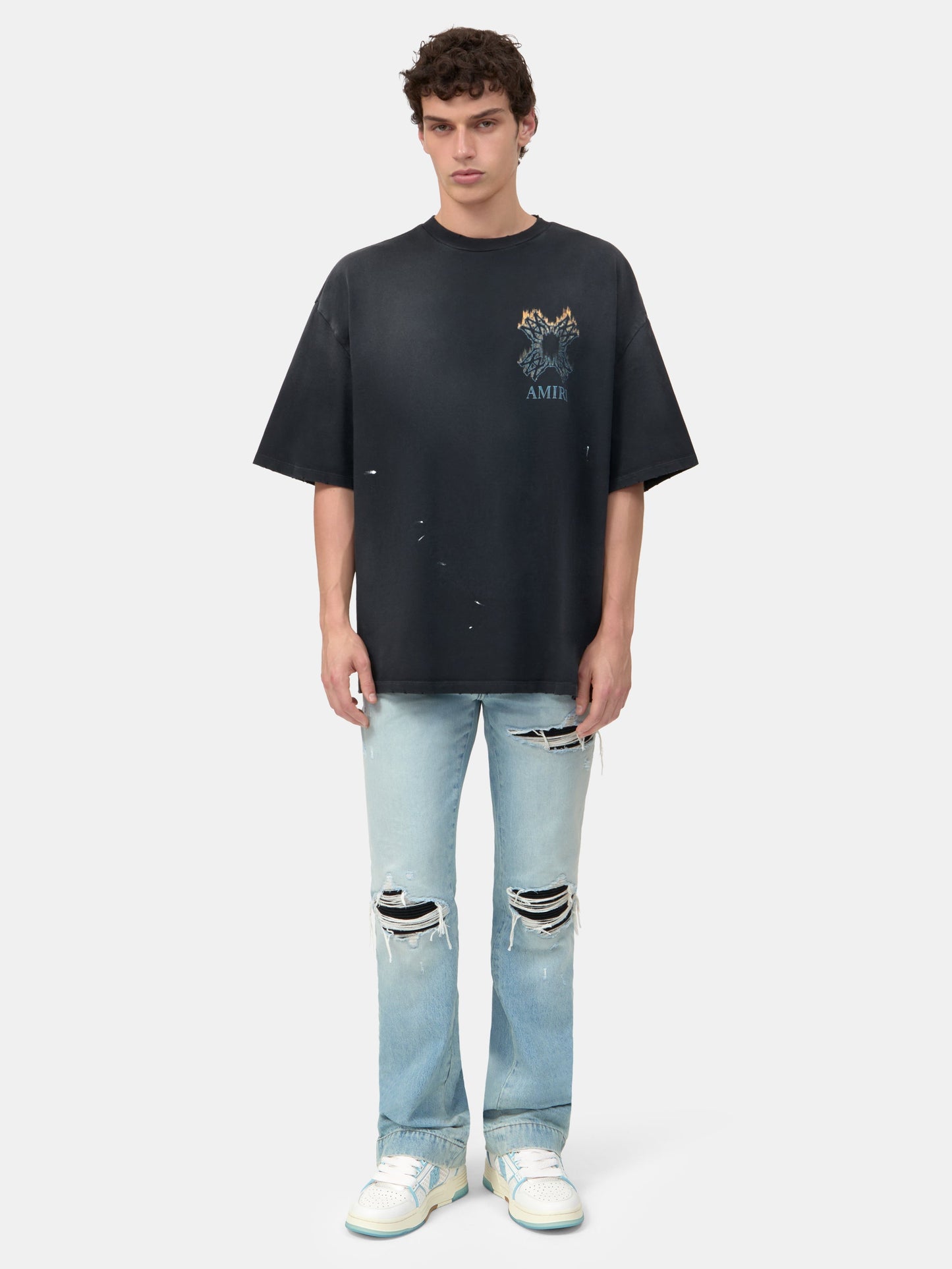 MA QUAD FLAMES OVERSIZED TEE - Black
